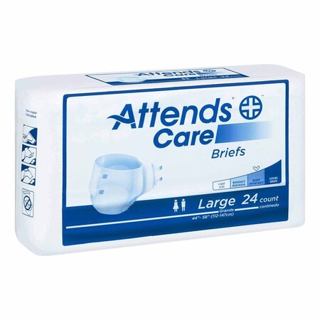 Attends Care Unisex Adult Incontinence Brief Large Disposable Moderate Absorbency, 24PK BRHC30
